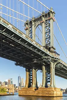 East River Prints: Manhattan Bridge and Lower Manhattan with One World Trade Center, New York City, New York