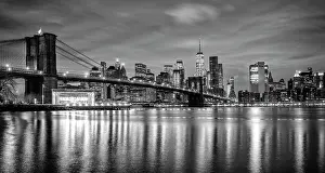 B And W Prints: Manhattan, Brooklyn Bridge and Jane's Carousel