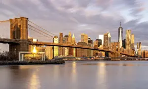 Brooklyn Bridge Prints: Manhattan, Brooklyn Bridge and Jane's Carousel at dawn