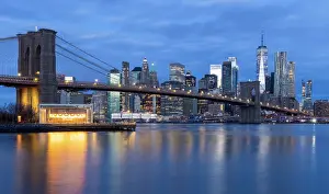 Brooklyn Bridge Prints: Manhattan, Brooklyn Bridge and Jane's Carousel at dawn