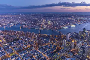Brooklyn Bridge Prints: Manhattan and Brooklyn Bridges, Lower East Side / China Town, Manhattan (with Brooklyn