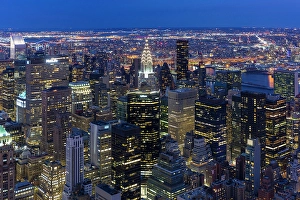 Chrysler Building Prints: Manhattan and the Chrysler Building at dusk