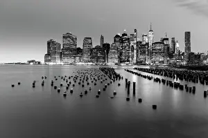 Brooklyn Prints: Manhattan at dusk from Pier 1, Brooklyn Bridge Park