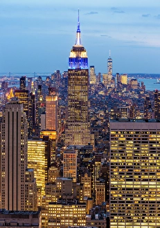 Rockerfeller Centre Prints: Manhattan and the Empire State Building at dusk