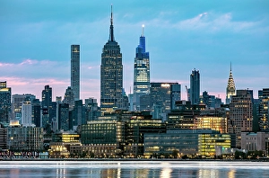 Jersey City Prints: Manhattan and the Empire State Building at dusk