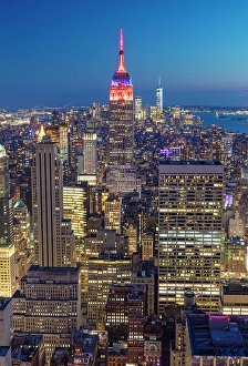 Rockerfeller Centre Prints: Manhattan and the Empire State Building at dusk