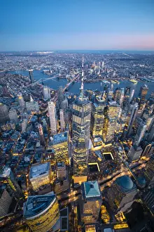 Famous Place Prints: Manhattan, New York City, USA. Aerial view of the One World Trade Center