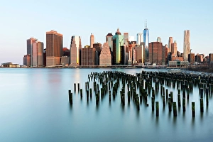 Pier 1 Prints: Manhattan from Pier 1 at dawn, Brooklyn Bridge Park