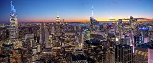 One Vanderbilt Prints: Manhattan Skyline View with the Empire State Building illuminated at twilight Manhattan