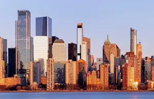 Jersey City Prints: Manhattan at sunset, from Exchange Placxe, Jersey City, New Jersey, USA