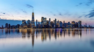 Jersey City Prints: Manhattan and the One World Trade Centre at dusk