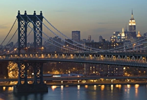 Manhatten Bridge & Empire State Bldg, New York, USA
