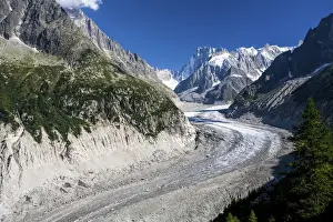 Rhone Alpes Prints: The Mar de Glace on the Mont Blanc Group, in the background the Grandes Jorasses, France