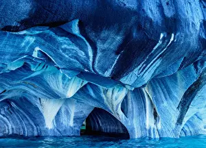 Geography Prints: Marble Cathedral, Santuario de la Naturaleza Capillas de Marmol, General Carrera Lake