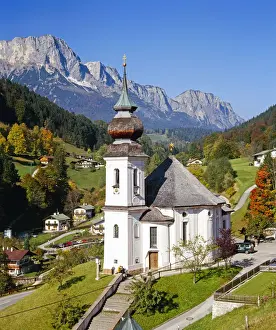 Maria Gern church and Untersberg, Berchtesgadener Land, Bavaria, Germany, Europe