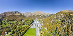 Virgin Mary Prints: Marian Sanctuary of Oropa surrounded by the Alps of Biella (Biella, Biella province