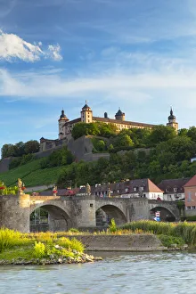 Wurzburg Prints: Marienberg Fortress and Old Main Bridge, Wurzburg, Bavaria, Germany