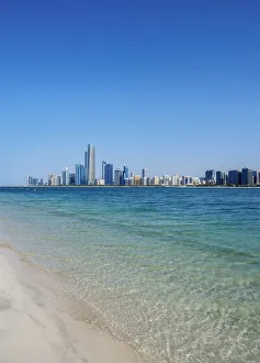 Marina Beach and City Center Skyline, Abu Dhabi, United Arab Emirates