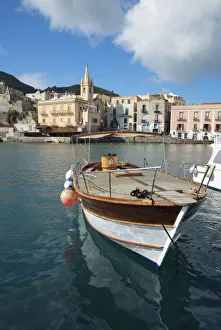 Marina Corta harbor and San Giuseppe church, Lipari Town, Lipari Island, Aeolian Islands