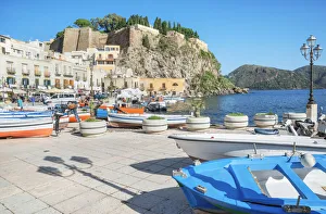 Marina Corta harbour, Lipari Town, Lipari Island, Aeolian Islands, Sicily, Italy