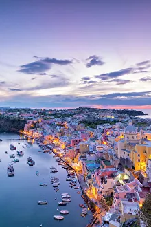 Campania Prints: Marina di Corricella at Sunset, Procida, Campania, Italy