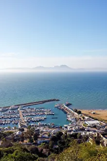 Tunisia Prints: Marina of Sidi Bou Said, Tunisia, Africa