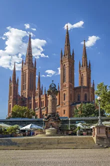 Market column and market church, Wiesbaden, Hesse, Germany