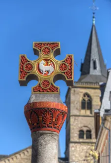 Market cross with Dome at Hauptmarkt, Trier, Rhineland-Palatinate, Germany