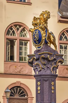Old Town Hall Prints: Market fountain in front of the old town hall, Wiesbaden, Hesse, Germany