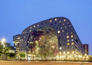 City Centre Prints: Market Hall at twilight, Rotterdam, South Holland, The Netherlands