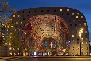 Holland Prints: The Market Hall at Twilight, Rotterdam, Holland, Netherlands