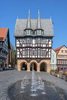 Market Place Prints: Market place at Alsfeld with historical town hall, Hesse, Germany