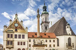 Marienplatz Prints: Market square of Freising, Upper Bavaria, Bavaria, Germany
