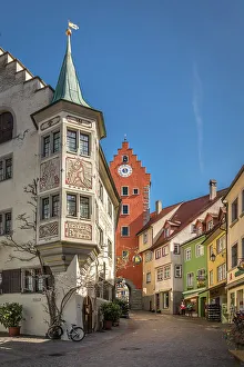 Market Square Prints: Market square and Obertor in the old town of Meersburg, Baden-Wurttemberg, Germany