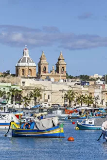 Images Dated 9th April 2020: Marsaxlokk, Malta, famous for its colorful fishing boats called Iuzzu