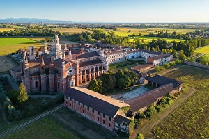 Pavia District Prints: marvelous monastery of Certosa di Pavia. Certosa di Pavia, Pavia province, Lombardy, Italy