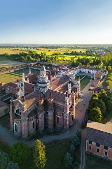 Pavia District Prints: marvelous monastery of Certosa di Pavia. Certosa di Pavia, Pavia province, Lombardy, Italy