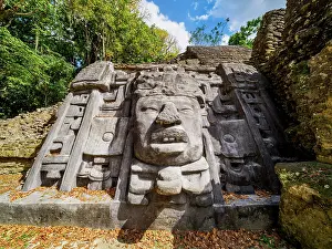 Lamanai Prints: Mask Temple, detailed view, Lamanai Archaeological Reserve, Orange Walk District, Belize