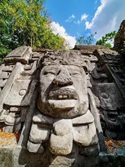 Lamanai Prints: Mask Temple, detailed view, Lamanai Archaeological Reserve, Orange Walk District, Belize
