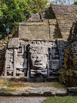 Lamanai Prints: Mask Temple, detailed view, Lamanai Archaeological Reserve, Orange Walk District, Belize