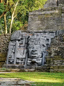 Lamanai Prints: Mask Temple, detailed view, Lamanai Archaeological Reserve, Orange Walk District, Belize