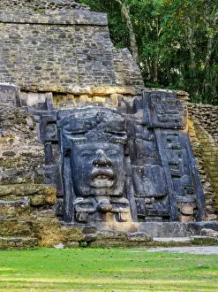 Mask Temple, detailed view, Lamanai Archaeological Reserve, Orange Walk District, Belize