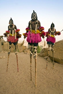 Masked Ceremonial Dogon Dancers, Sangha, Dogon Country, Mali