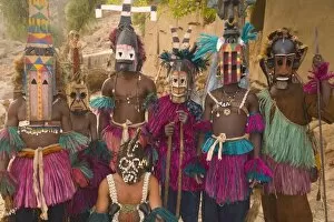 Images Dated 8th March 2006: Masked Ceremonial Dogon Dancers, Sangha, Dogon Country, Mali