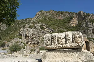 Masks Prints: Masks and Rock Tombs in Myra, Lycia, Turquoise Coast, Turkey