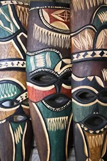 South West Africa Gallery: Masks for sale in the handicrafts market at Okahandja, Namibia