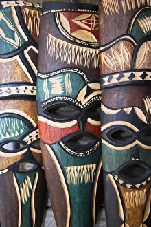 South West Africa Gallery: Masks for sale in the handicrafts market at Okahandja, Namibia