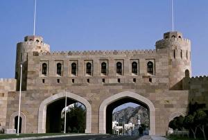 Muscat Prints: The Mathaib Gate spans the main road into