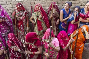 Mathura, Uttar Pradesh, India, Asia. Lathmar Holi festival