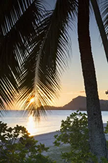 Matira Beach at sunset, Bora Bora, Society Islands, French Polynesia